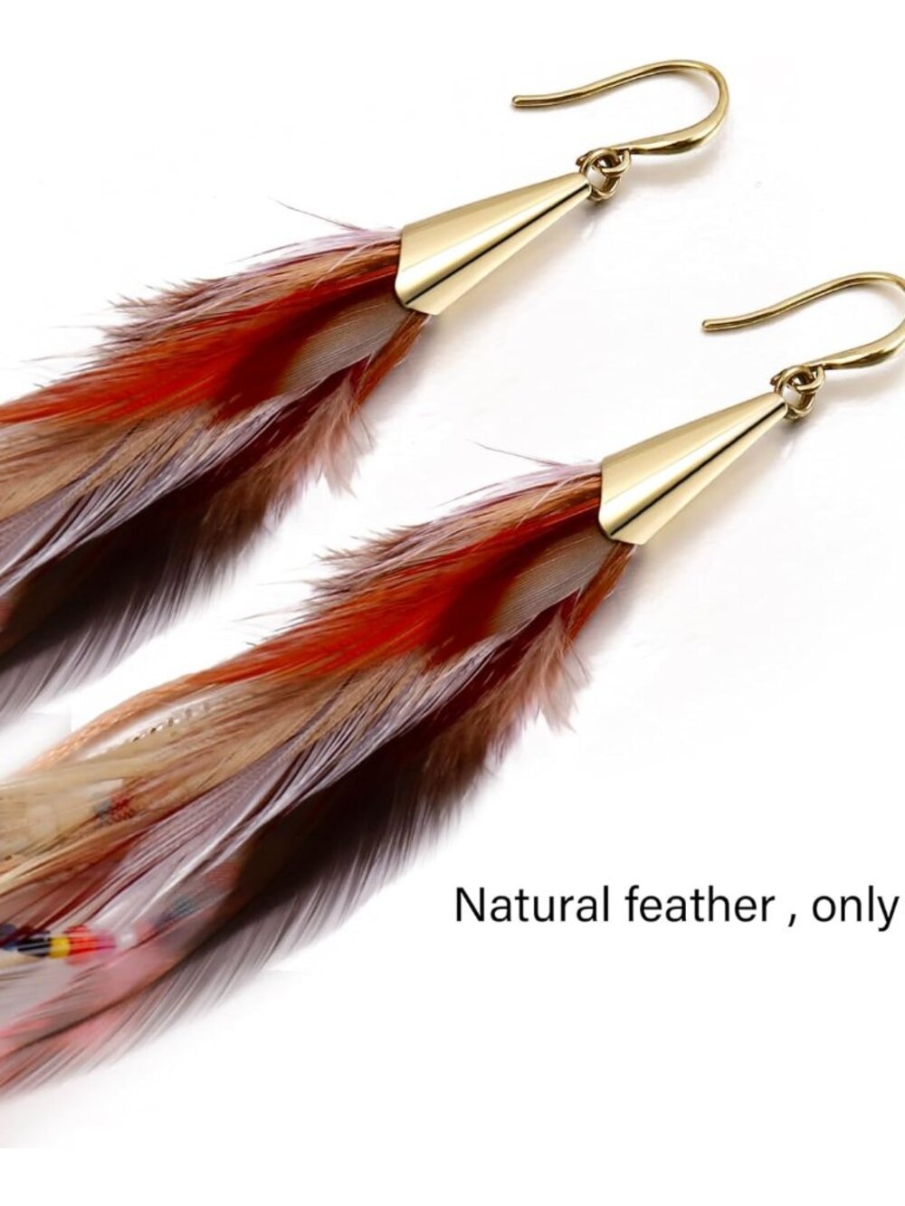 Bohemian Feather Dangle Earrings for Women with Shell Beads Long Tassel Design D - Picture 7 of 9